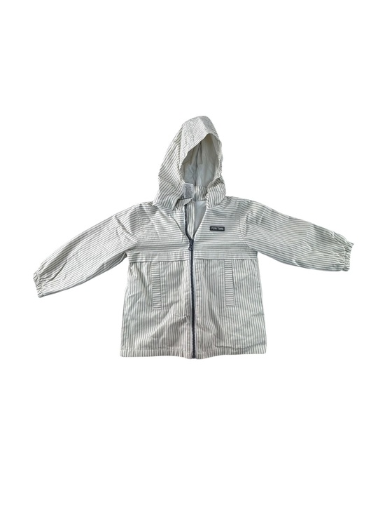 Little Lad Other - Kids Hooded Stripe Raincoat - Light Gray